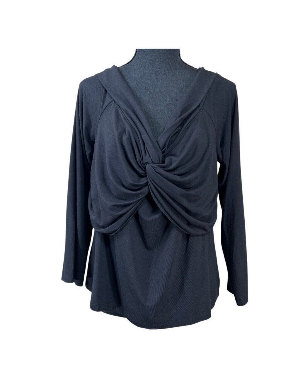 LOFT NWT Black Crossbody Stretch Knit Top Size XXL